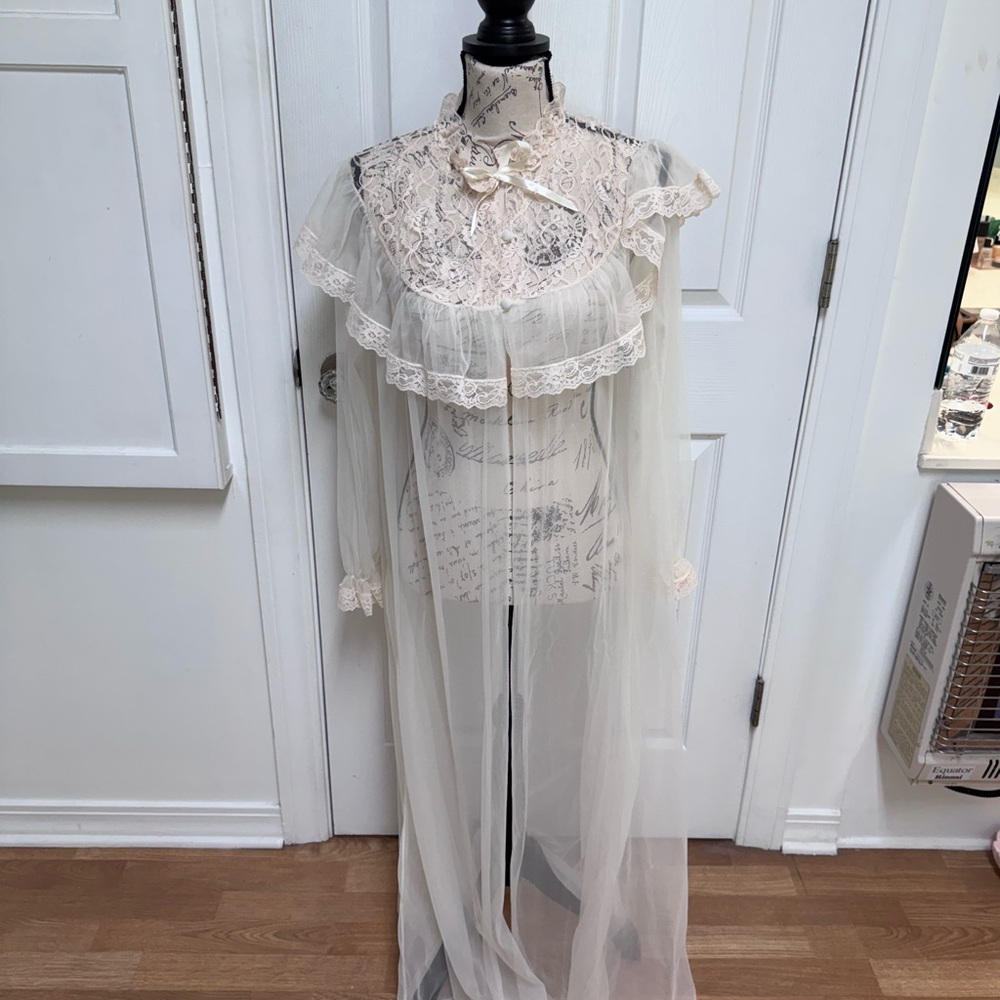 Elegant Sheer Lace Overlay Gown